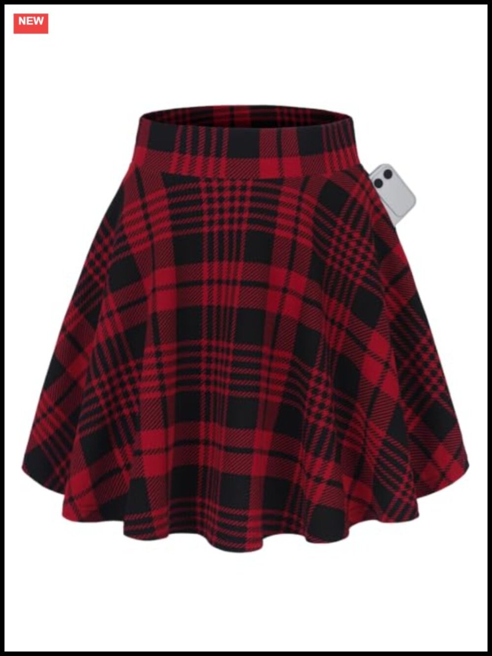 Women's Flared Mini Skater Skirt High Waist A-Line with Pockets